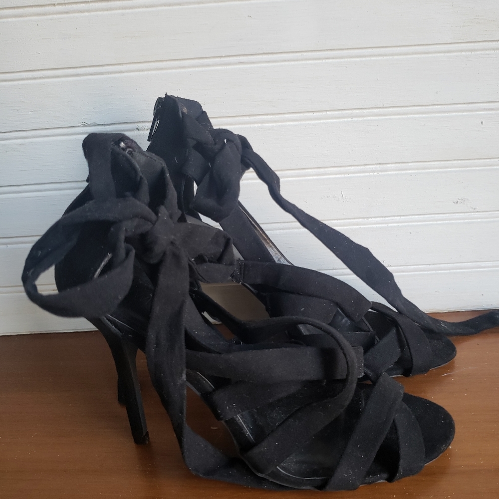 3/$10 Black suede heels